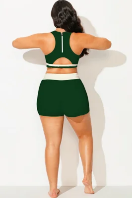 Plus Size Green & White Mid...