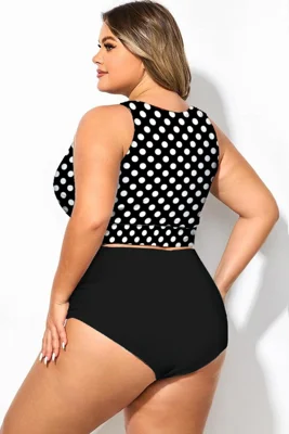 Plus Size Black Polka Dot...