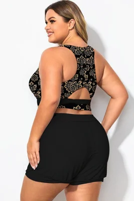 Plus Size Round Neck Golden...