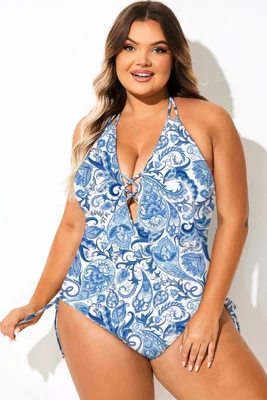 Blue Porcelain Print Halter...