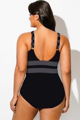 V-Neck Black Squares Cut...