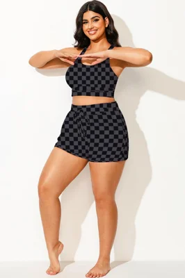 Plus Size Black Squares Mid...