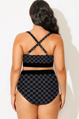 Check Crossover Square Neck...