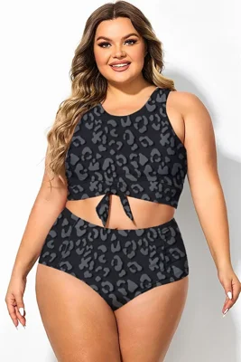 Grey Leopard Print Twist...