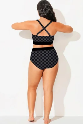 Colorblock Check Pleated...