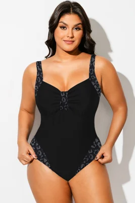 Grey Leopard Panel V Neck...