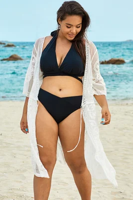 White Sexy Waves Embroidery...