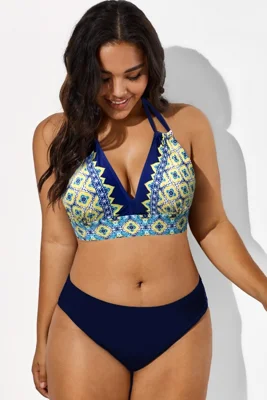 Floral Print V-Neck Halter...