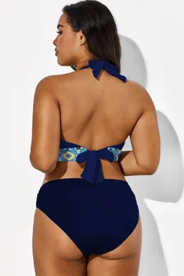 Floral Print V-Neck Halter...