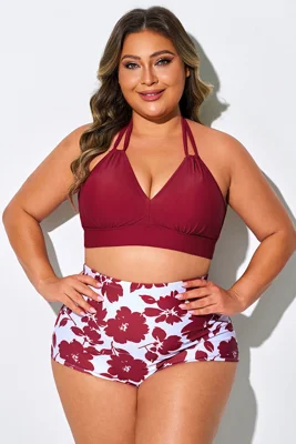 Bright Red V-neck Halter...