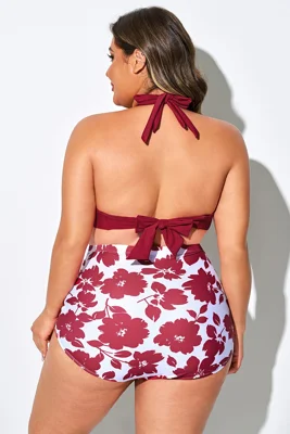 Bright Red V-neck Halter...