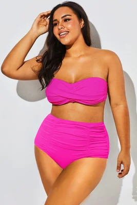 Pink Twist Front Ruched...