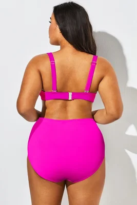 Pink Twist Front Ruched...