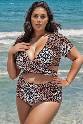 Animal Print Flattering V neck Wrap Crop Bikini Top