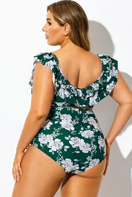 Green Flower Print Square...