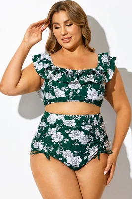 Green Flower Print Square...