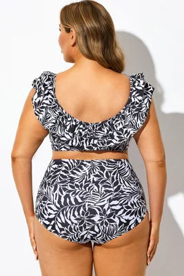 Black & White Palms Ruffle...