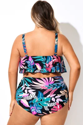 Tropical Print Round Neck...