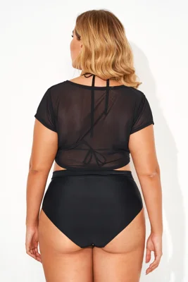 Black Sexy Women Mesh Crop...