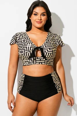 Geometric Print Retro Women...
