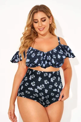 Black Floral Ruffled...