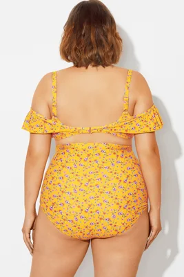 Yellow Floral Ruffled...