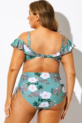 Green Floral Ruffled...