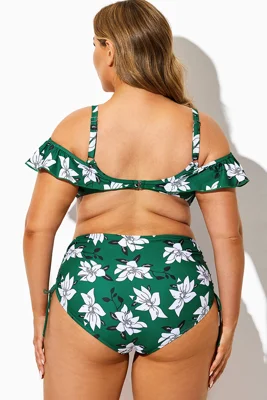 Green Floral Ruffled...