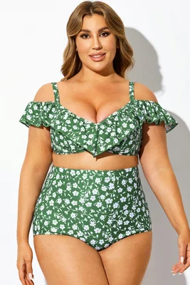 Green Floral Ruffled...