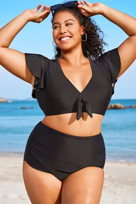 Black Flutter-Sleeve...