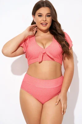 Starfish Coral Dots Flutter Sleeve Swim Bikini Top