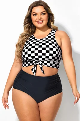 Black & White Check Knotted...