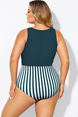 Plus Size Dark Blue Knotted...