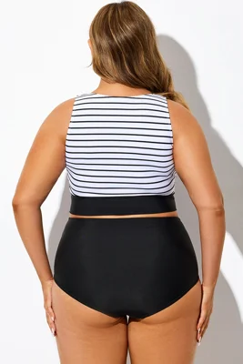 Black & White Stripe Print...