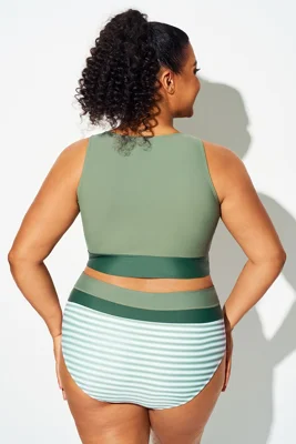 Plus Size Green Colorblock...
