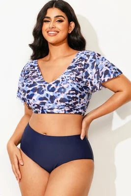 Floral Print V-Neck Flutter...