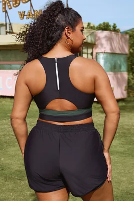 Plus Size Round Neck Green...