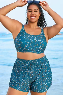 Blue Floral Print Wide...