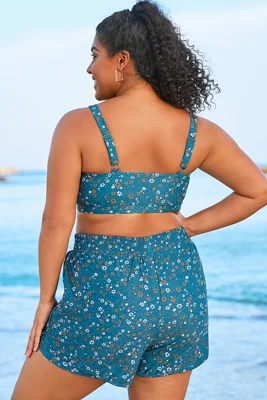 Blue Floral Print Wide...