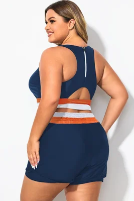 Plus Size Round Neck Blue...