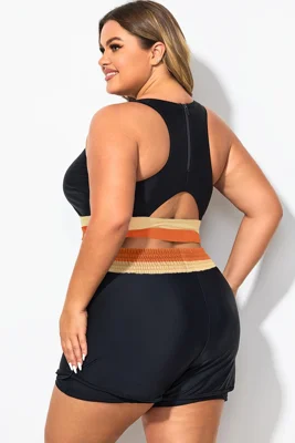 Plus Size Round Neck Orange...