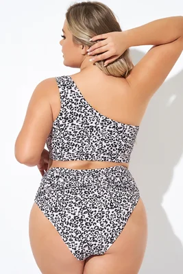 Leopard Print One Shoulder...
