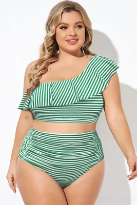 Plus Size Green Stripe...