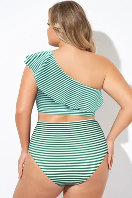 Plus Size Green Stripe...