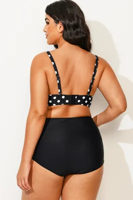 Polka Dot V neck Front Knot...