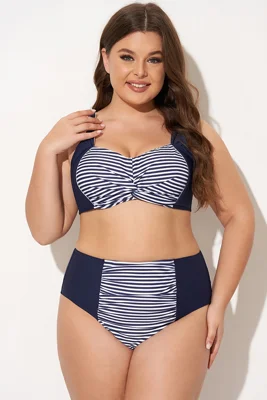Navy Striped Twist-Front...