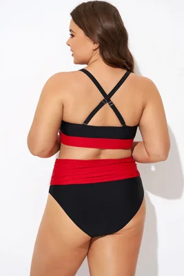 Black and Red V neck Bikini...