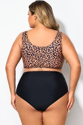 Leopard Print Scoop Neck...