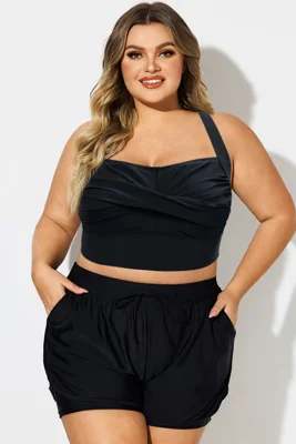 Solid Crossover Square Neck...