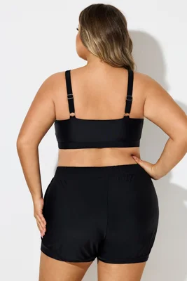 Plus Size Black Round Neck...